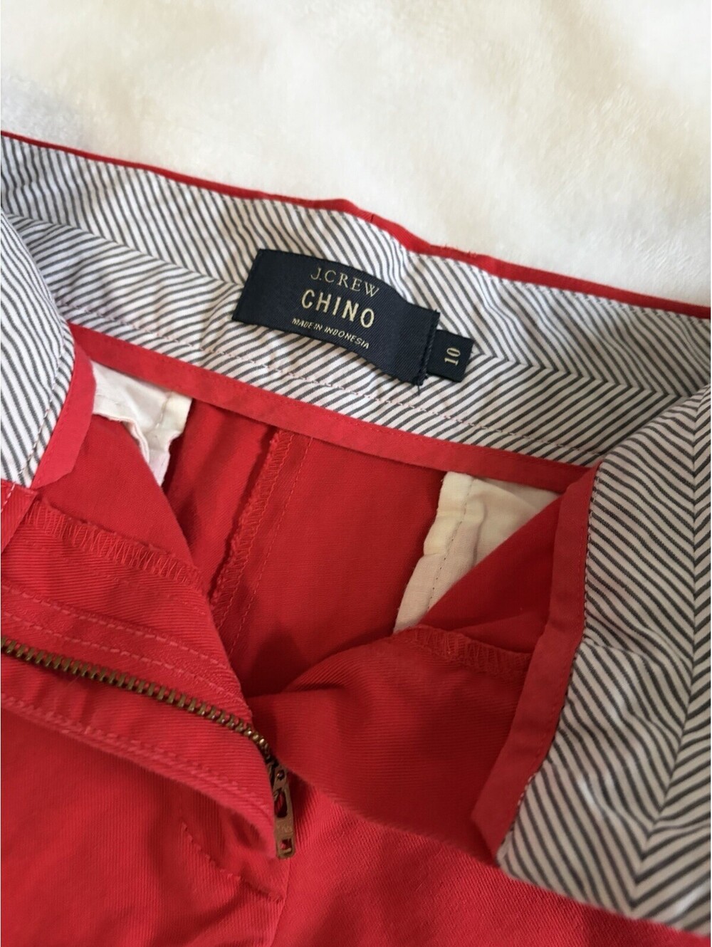 J.Crew 3" Chino Short City Fit Women's 10 Red Low Rise Cotton NWOT Summer Preppy - Picture 2 of 3